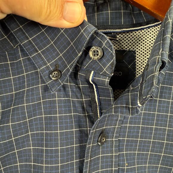 Ariat Pro Series Stretch Western Shirt Men's Medium Blue Window Pane Cowboy - Picture 4 of 10